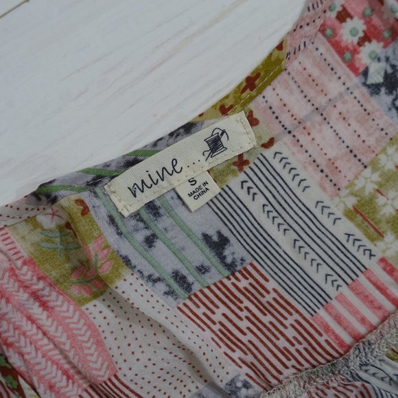 Mine Anthro Patchwork Print Peasant Blouse - Picture 5 of 6